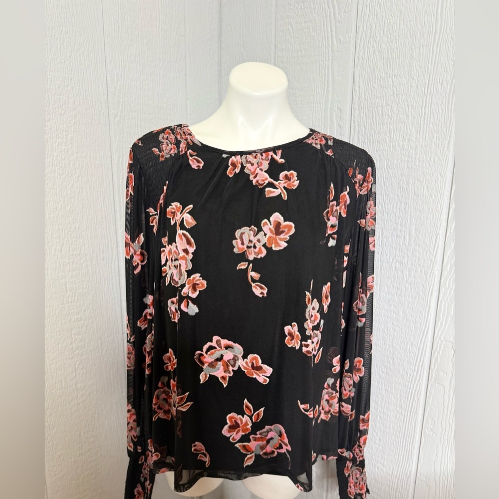Sanctuary Black Dress with Pink Floral Pattern